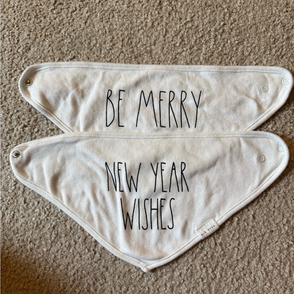 White Bandana Bibs with Festive Text